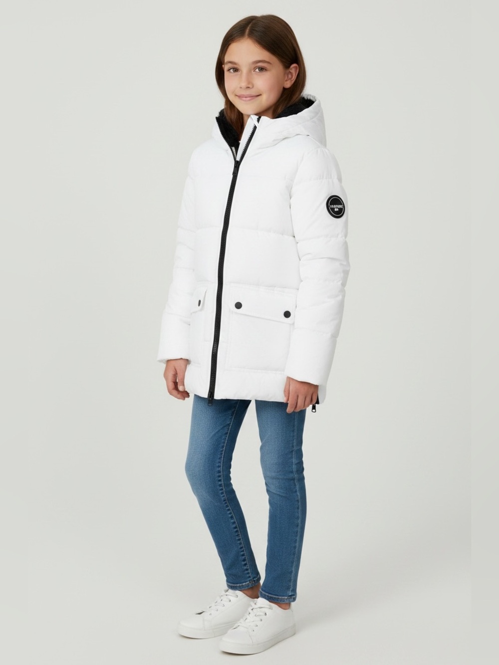 Steve Madden Kids Girls White Hooded Puffer Coat M 10/12 NWT